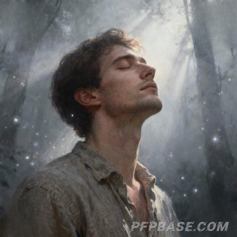 Image 7: male avatar, twilight mountains, misty forest, urban rooftop, dawn fog over wasteland, concrete wall