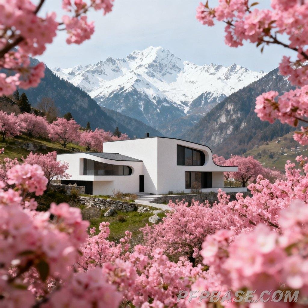 Image 6: dreamy, mountain vista, sea of flowers, harmony, coexistence