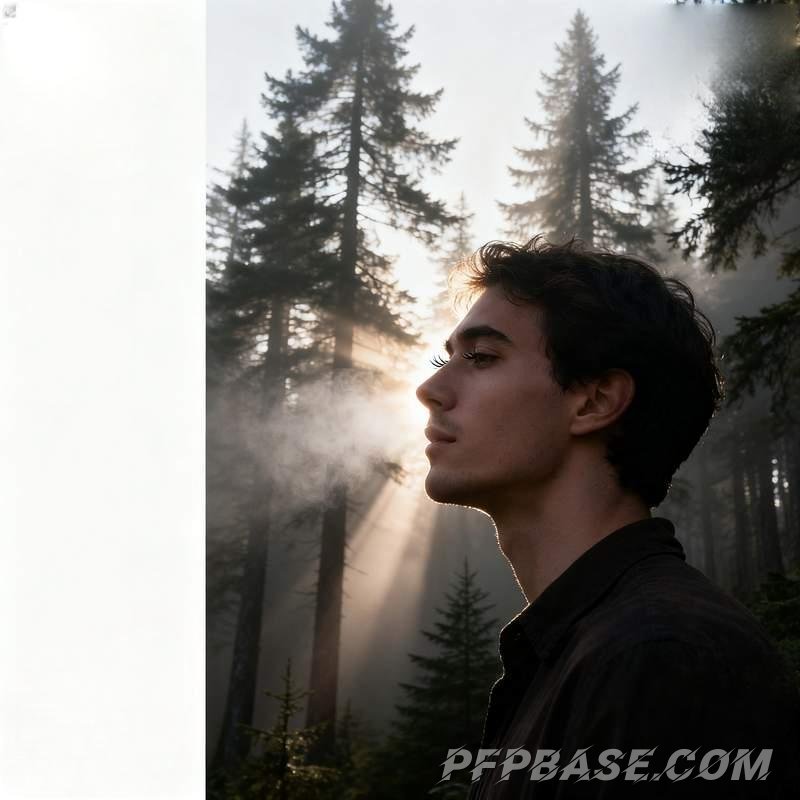 Image 1: real male head, unique expression, natural setting, light and shadow contrast, emotional intensity