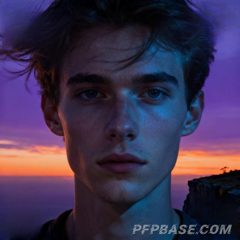 Image 2: real male head, unique expression, natural setting, light and shadow contrast, emotional intensity