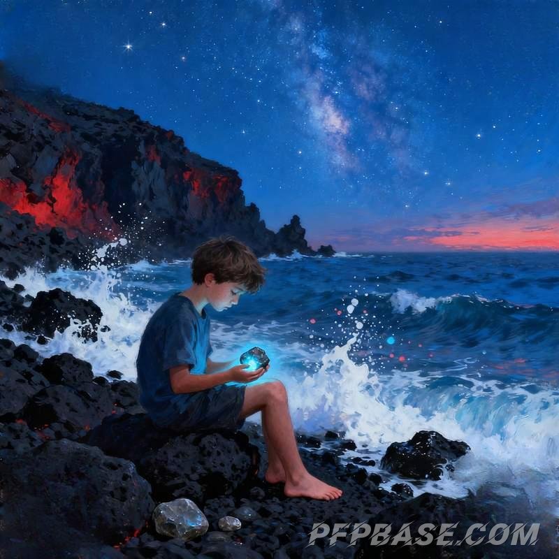 Image 7: young man, mountain twilight, industrial ruins, graffiti street, forest in mist, volcanic coastline